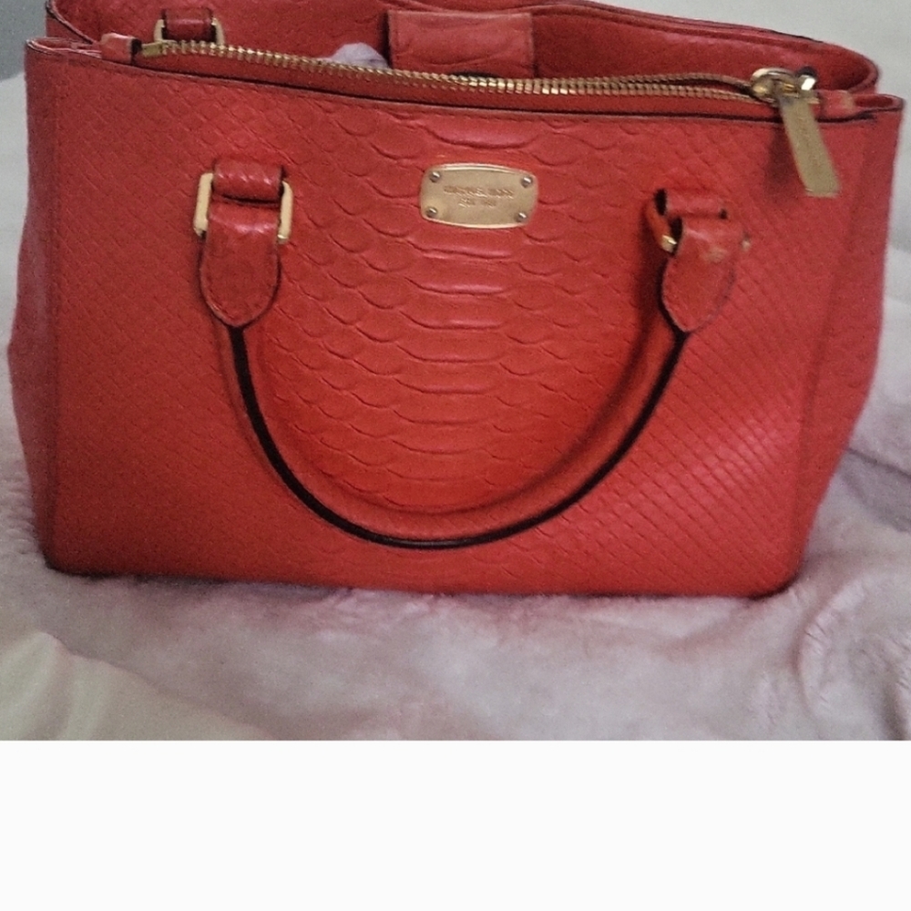 MICHAEL Michael Kors Orange Satchel with Gold Accents